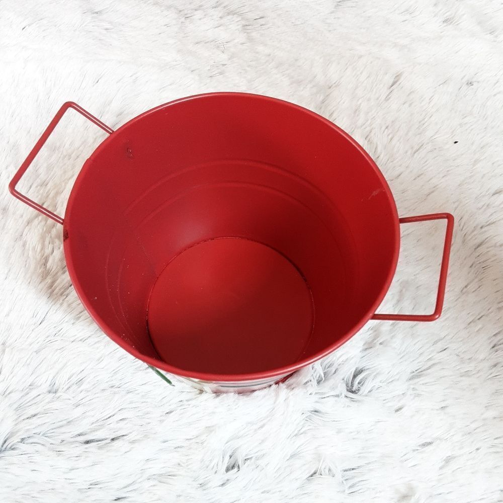 Greenbrier International Santa Suit Metal Bucket‎ 5" Handles and Holly - Picture 4 of 10